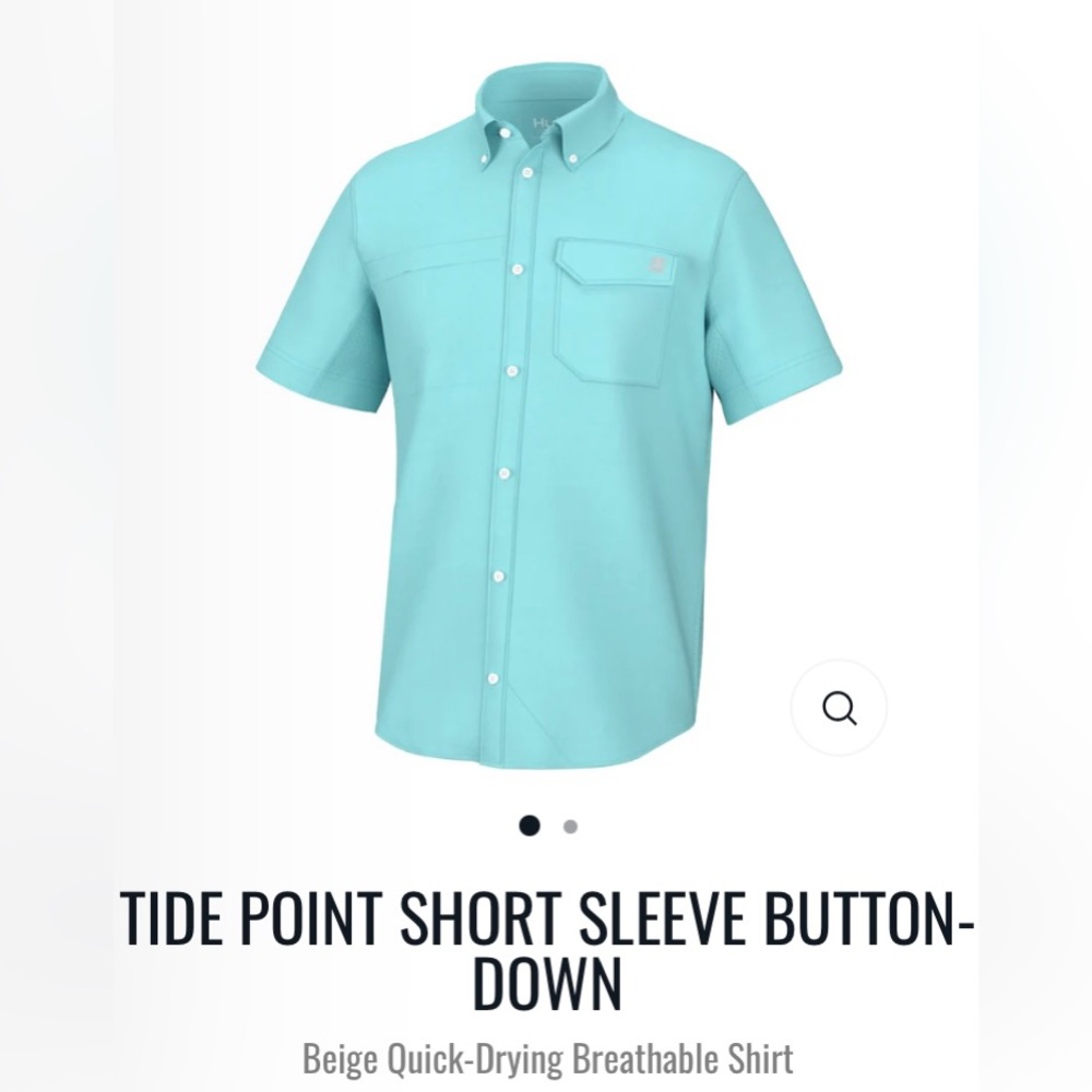 Huk Tide point Fishing shirt, Teal, Large